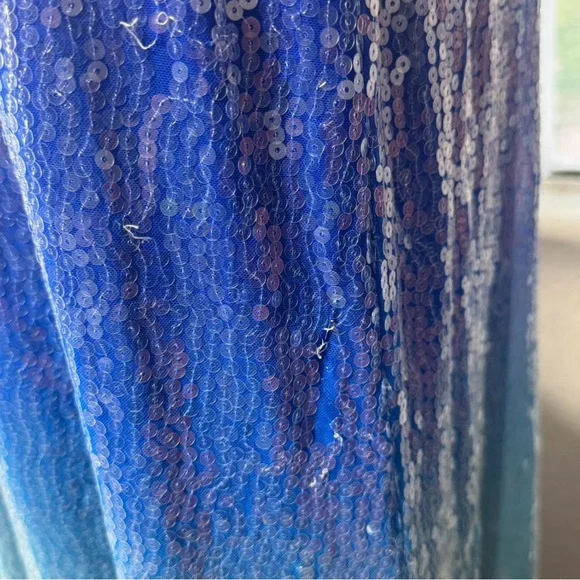 Vintage Tadashi Shoji Royal Blue Ombré Dress with Slight Train Size Small - Picture 5 of 7